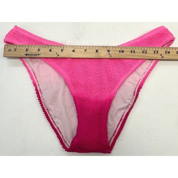 COCOFREE Womens MEDIUM Pink Gradient Ombre Rouched 2pc One Shoulder BIKINI NIP - Picture 8 of 10